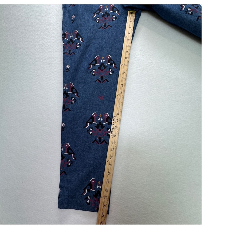 Anthropologie SVA Sonam Paras Modi Boho Bird Floral Blue Denim Pants Size 10 - Picture 13 of 16